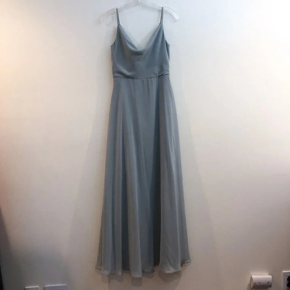 Jenny Yoo Colby Light Blue Scoop Neck Classic Strappy Bridesmaids Maxi Dress 2 - Picture 2 of 11